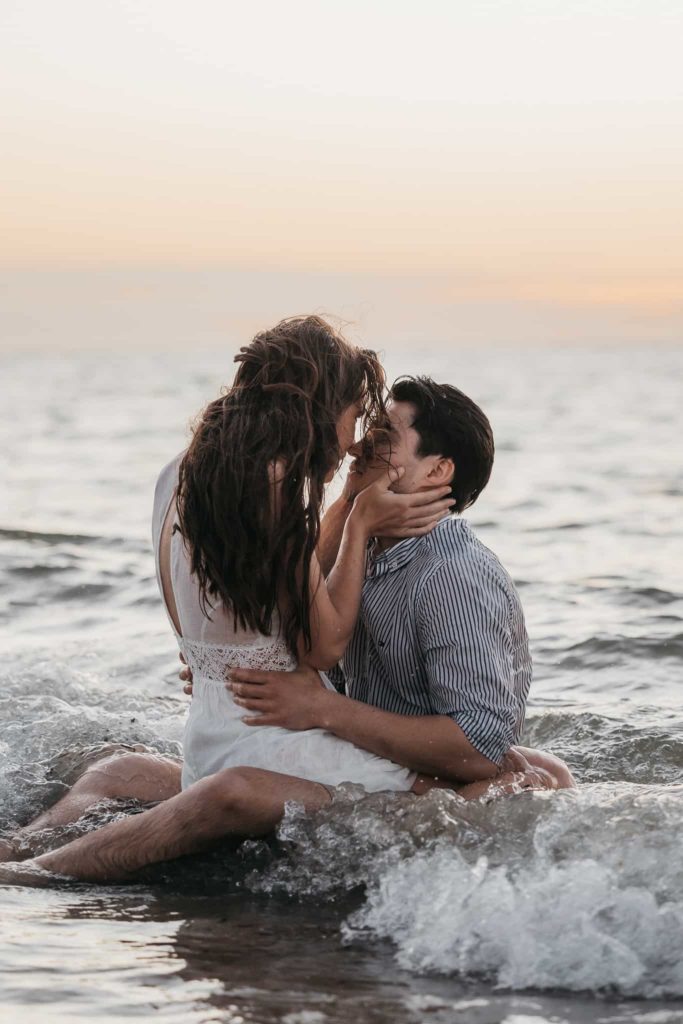 Engagement Session in the water at the beach