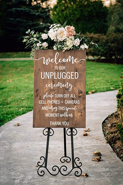 Unplugged Wedding Welcome Sign